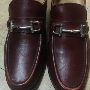 Massimo Matteo Leather Loafer Size 9.5M Maroon burgundy red horsebit loafer 1310